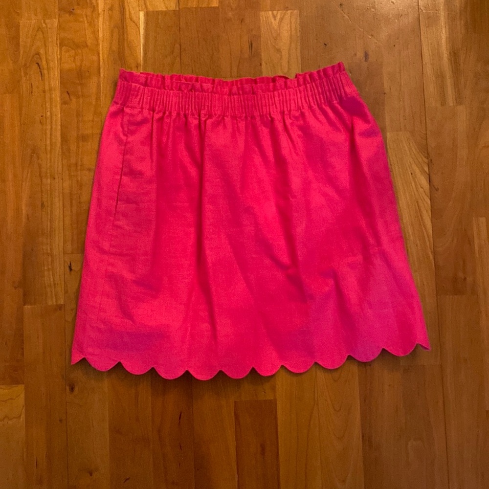 J Crew | Hot Pink Pencil Skirt with Scalloped‎ Hem